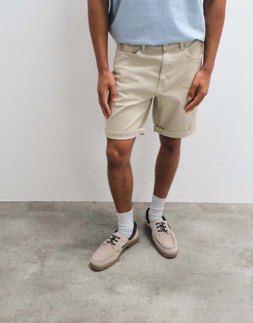 Mango rolled hem relaxed fit denim shorts in ecru, 5 of 5