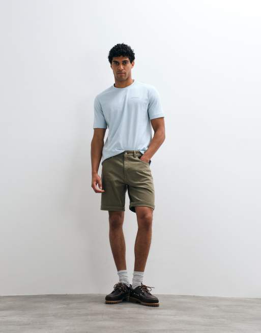 Mango rolled hem relaxed fit denim shorts in khaki, 5 of 5