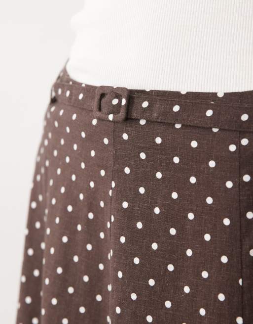 Mango Romeo linen mix maxi skirt in black and white polka dot, 2 of 5
