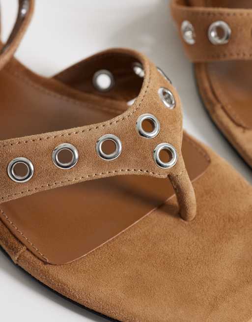 Mango – Römersandalen aus 100% Leder in Sandbeige mit Nietenbesatz, 4 von 4