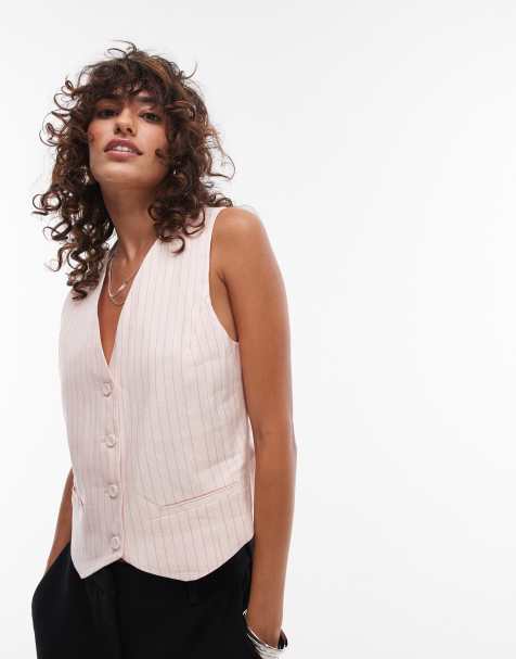 Mango – Rosa, randig kostymväst i oversize - view 1