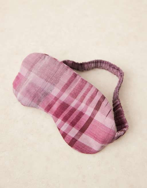 Mango – Rosa, rutig sovmask i 100% bomull, 2 av 4