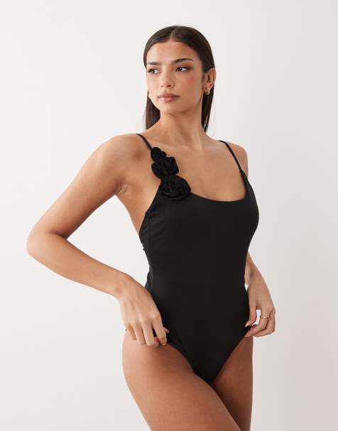 Mango rosette swimsuit in black - view 1