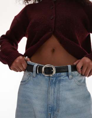 Mango Round Buckle Belt In Black