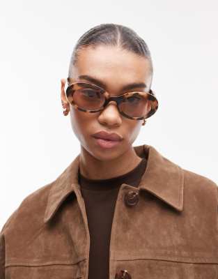 Mango Mango round frame tort sunglasses in brown