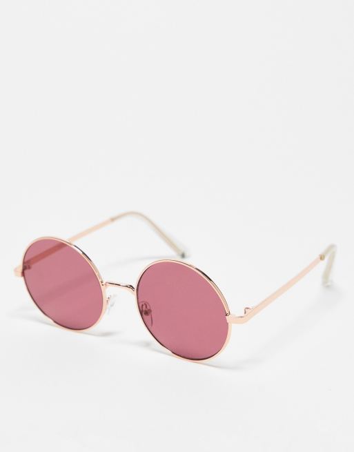 Round pink cheap lens sunglasses