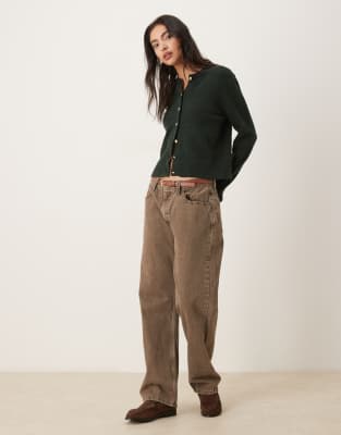 Mango Round Neck Cardigan With Gold Buttons In Black