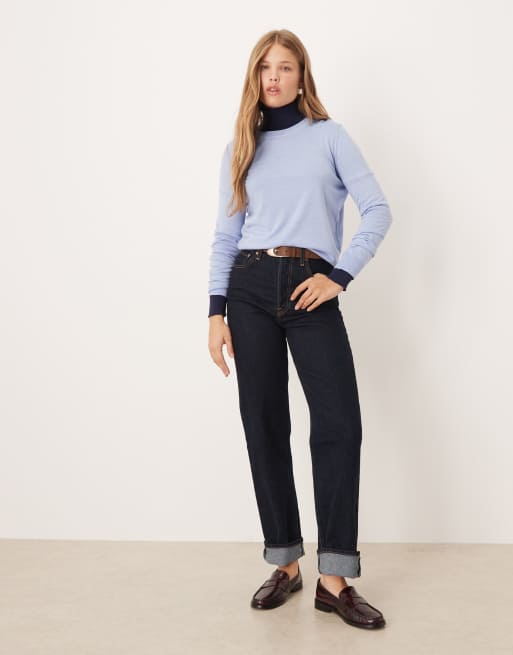 Mango round neck fine knit top in pastel blue, 2 of 4