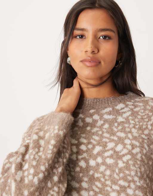 Mango round neck jumper in deer print, 2 of 4