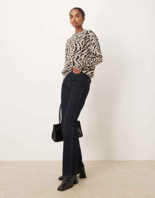 Mango round neck jumper in zebra print, 2 of 4
