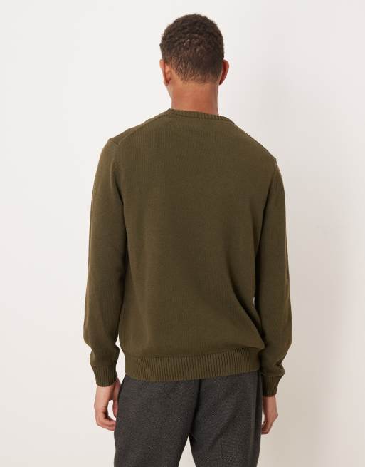 Mango round neck knit sweater in dark green, 3 of 5