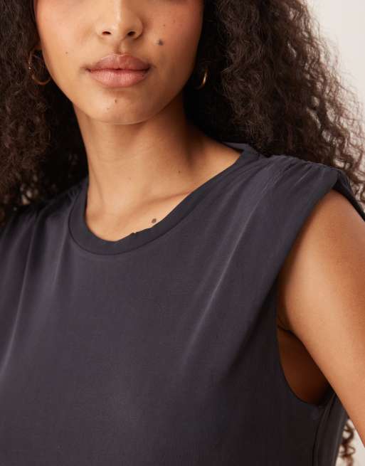 Mango round neck straight fit dress in washed black