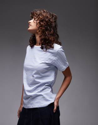 Mango round neck striped t-shirt in blue - view 1