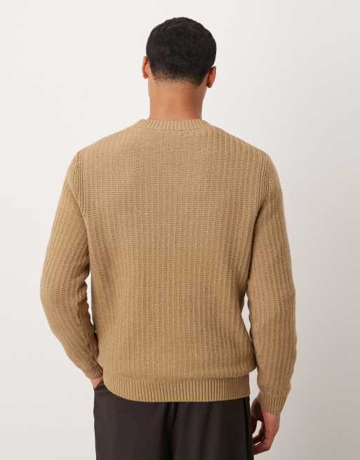 Mango round neck sweater in beige ASOS