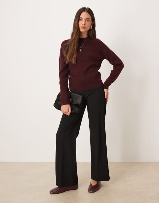 Mango round neck sweater in burgundy, 2 of 4