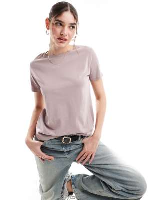 Shop Mango Round Neck T-shirt In Washed Pink