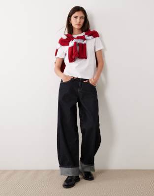 Mango Round Neck T-shirt In White