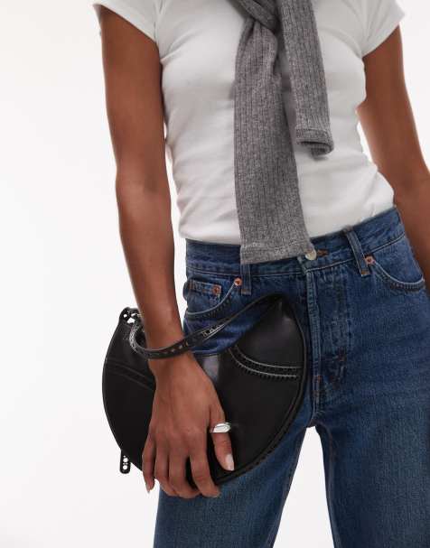 Mango round stitch front bag in black - view 1