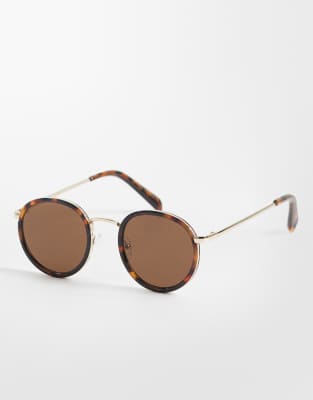 Mango Round Sunglasses In Brown
