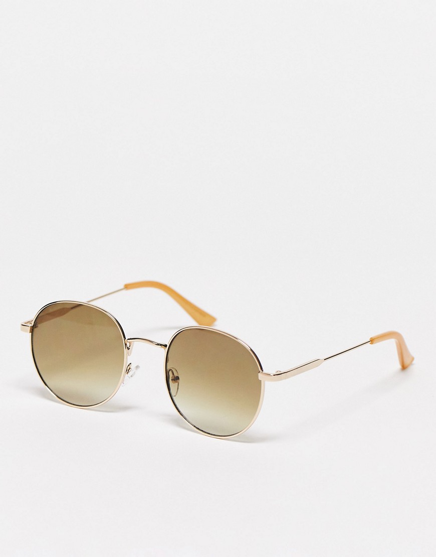 Mango round sunglasses with faded tinted lens-Brown