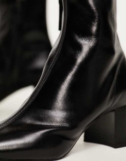 Leather round toe store ankle boots