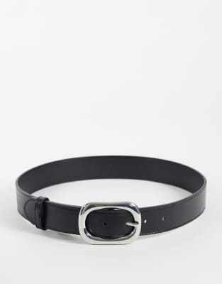 Mango Rounded Buckle Belt In Black