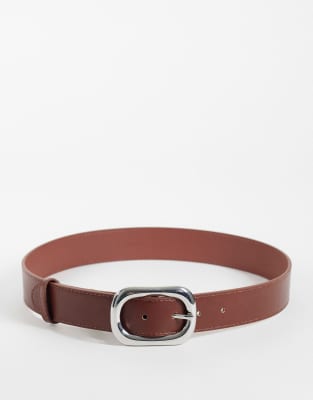 Mango Rounded Buckle Belt In Brown