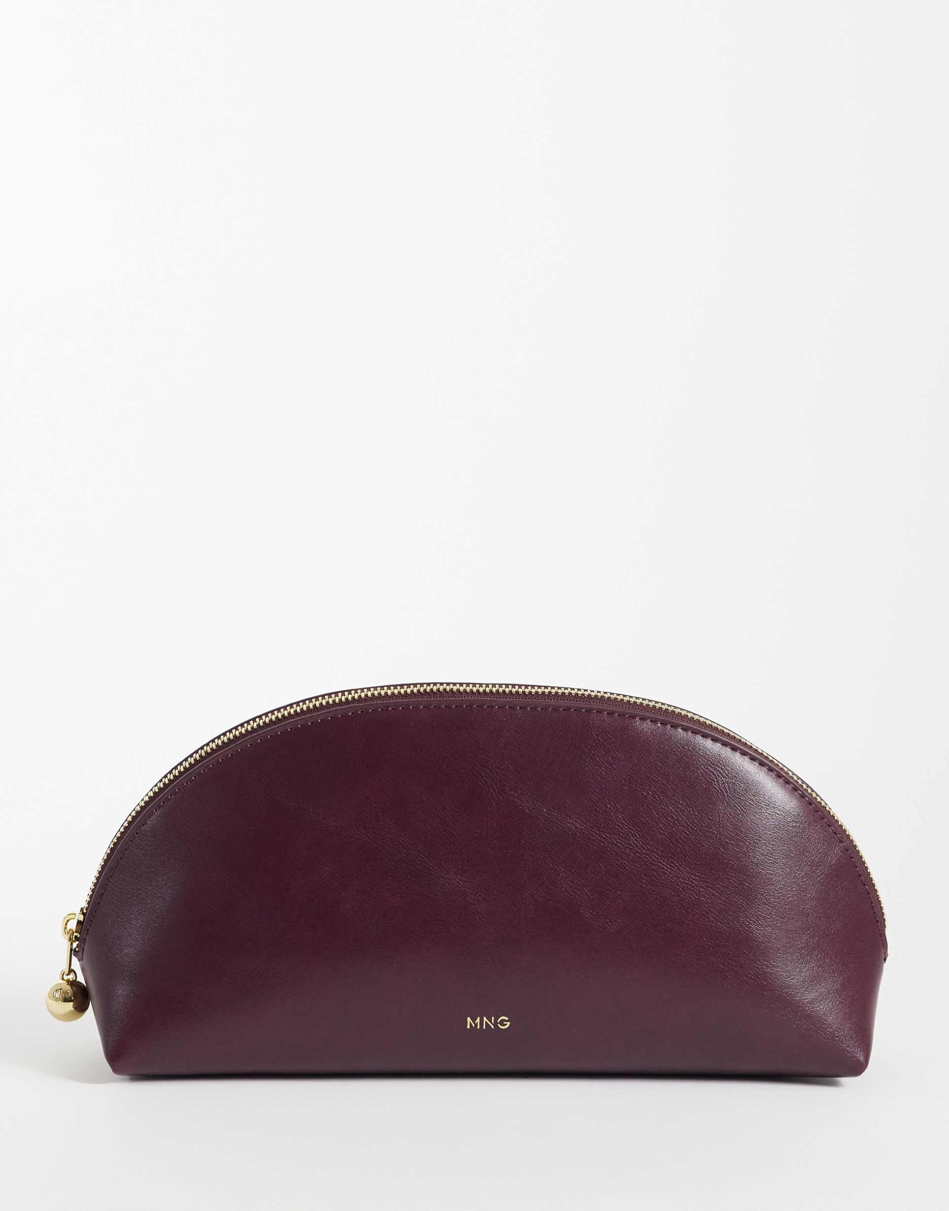 mango rounded cosmetic bag in burgundy