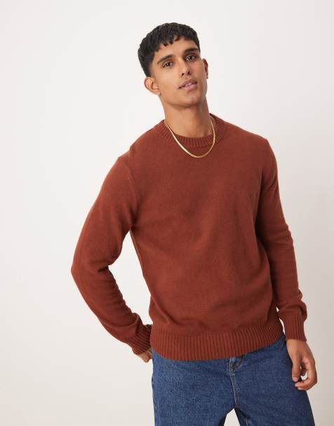 Mango roundneck regular fit wool sweater in burgundy - view 1