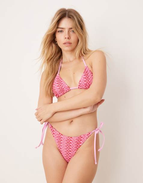 Mango – Różowy dzianinowy dół od bikini z wiązaniem na bokach - view 1