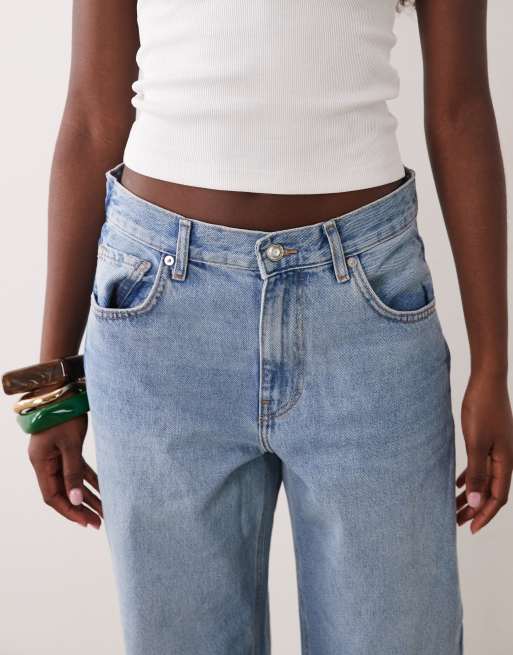 Mango – Ruby – Straight Jeans aus 100% Baumwolle in Hellblau mit seitlichem Einsatz, 4 von 5