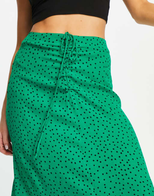 Green polka clearance dot midi skirt