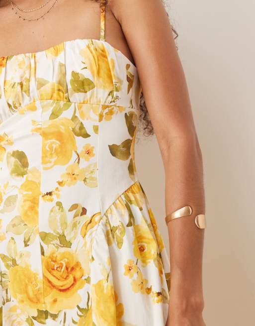 mango ruched floral dress MANGO - Floral Dress with Ruched sides Ecru
