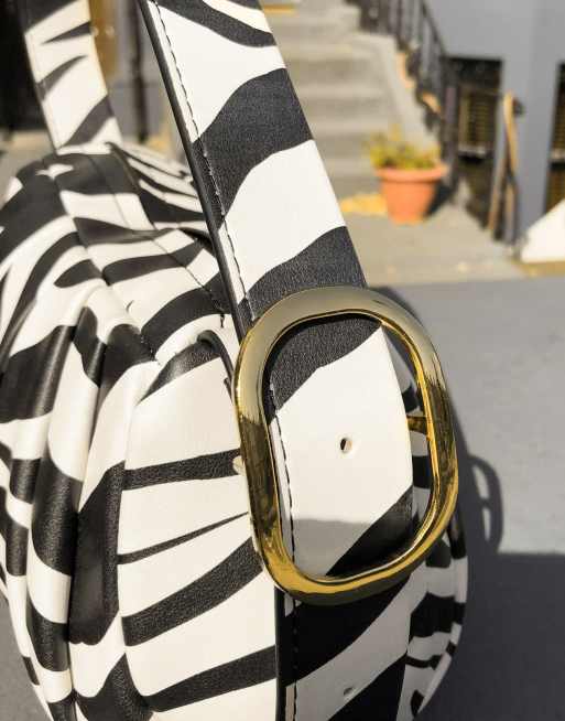 Mango ruched shoulder bag in zebra print