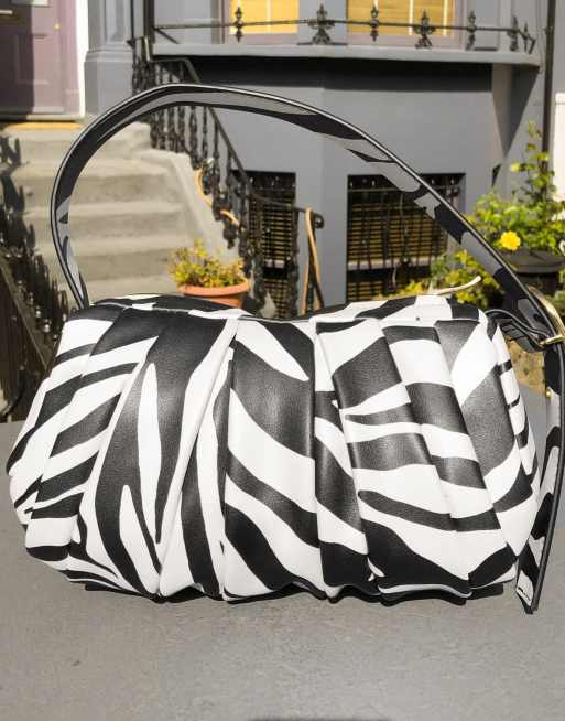 Mango ruched shoulder bag in zebra print