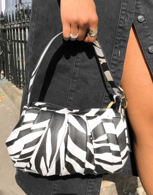 Mango ruched shoulder bag in zebra print