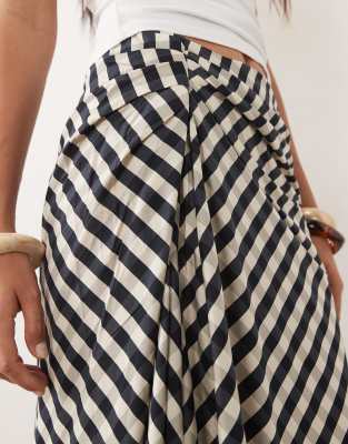 Mango Ruched Side Midi Skirt In Black