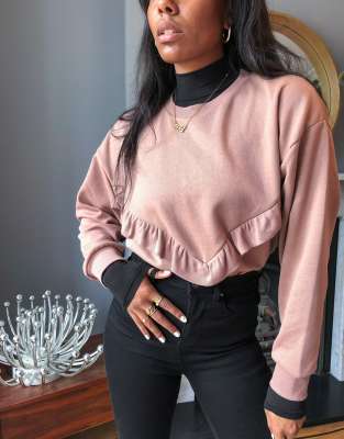 pink ruffle sweatshirt