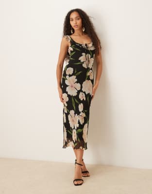 Mango Ruffle Trim Sleeveless Maxi Dress In Black