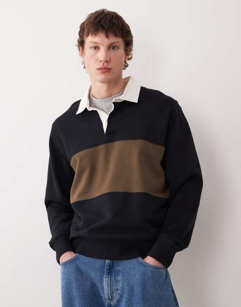 Mango – Rugby-Sweatshirt in Braun und Marineblau - view 1