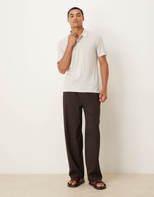 Mango - Ruimvallend poloshirt van linnenmix met korte mouwen in naturel, 2 van 5