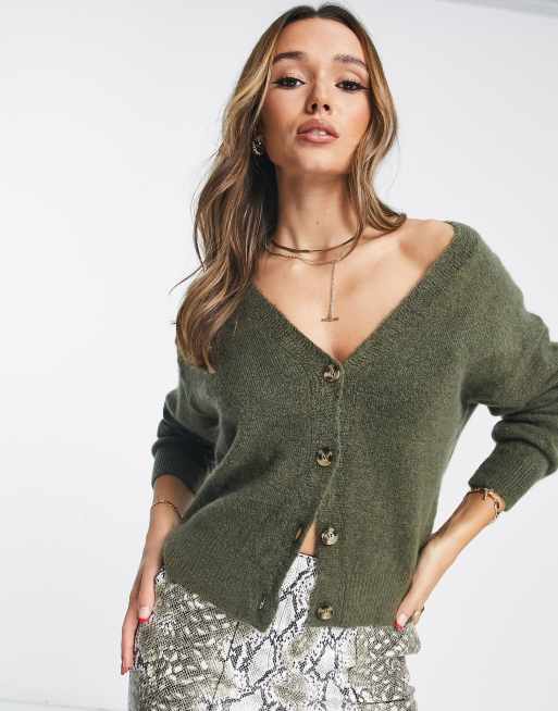 Mango - Ruimvallend vest met knoopsluiting in kaki