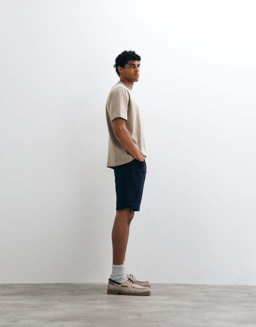 Mango - Ruimvallende denim short met omgeslagen zoom in marineblauw, 2 van 5