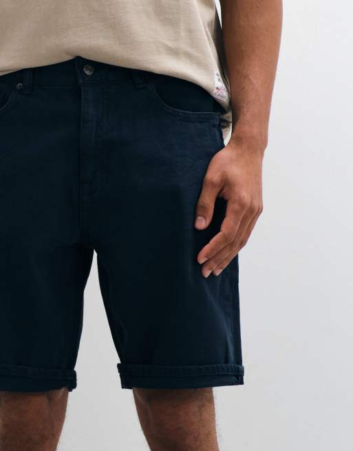 Mango - Ruimvallende denim short met omgeslagen zoom in marineblauw, 3 van 5