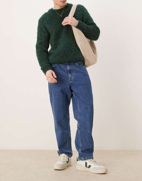Mango - Ruimvallende jeans met rechte pijpen in donkerblauw - view 1