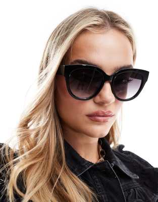 Mango - Runde Oversize-Sonnenbrille in Schwarz