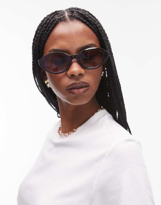 Mango – Runde Sonnenbrille in Braun