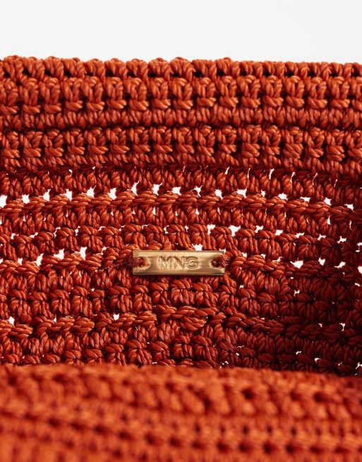 Mango sac à main en maille rouge foncé, 3 de 4