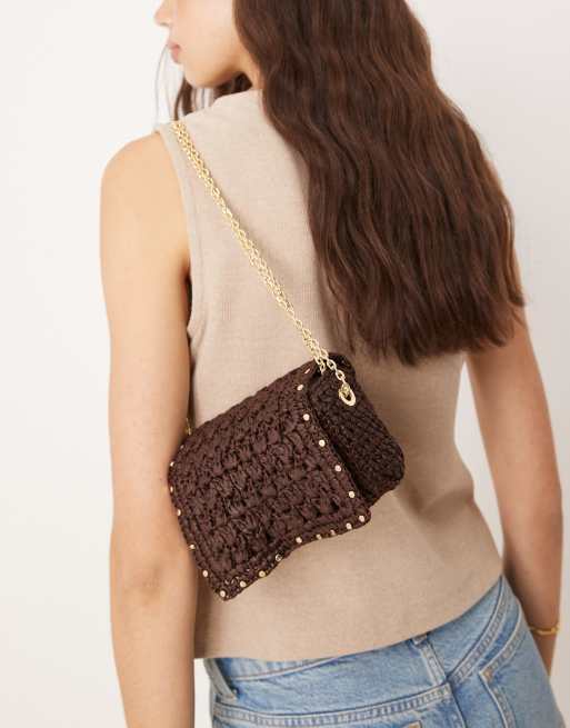 Sacoche Bandoulière Femme Couleur Nude Avec Cloutage Or - Neuf Avec étiquettes, Simili Cuir