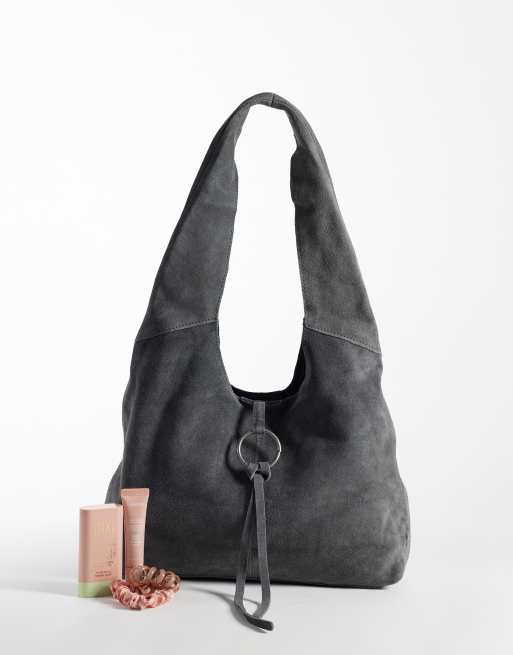 Mango sac bandoulière en daim gris, 2 de 4